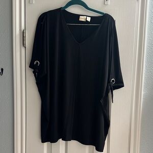 Chico's Travel Set Black V-Neck Blouse with Wide Leg Pull On Pants Women’s L/XL
